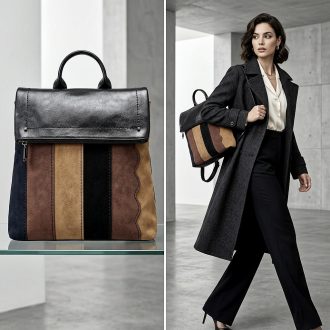 Háti,- és válltáska velúr hatású patchwork black