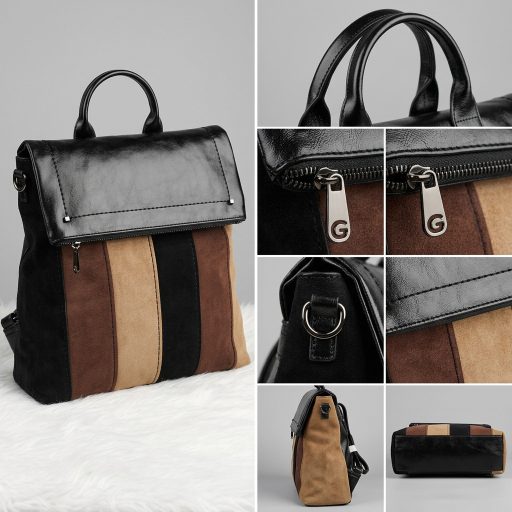 Háti,- és válltáska velúr hatású patchwork black