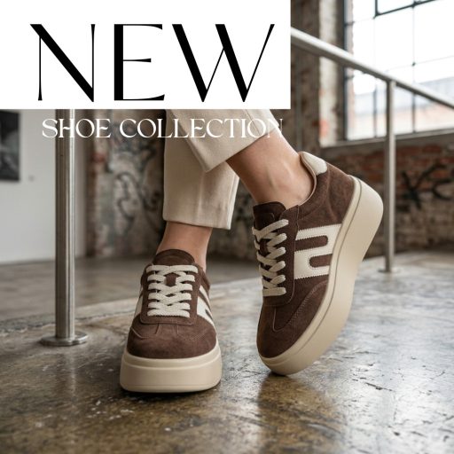 SIWIECKI pille könnyű vastag platform talpas barna-bézs velúrbőr sneaker 