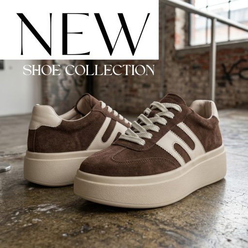 SIWIECKI pille könnyű vastag platform talpas barna-bézs velúrbőr sneaker 