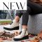 TUTTO BENE SCARPE  emelt talpú magasfényű beige bokacsizma 