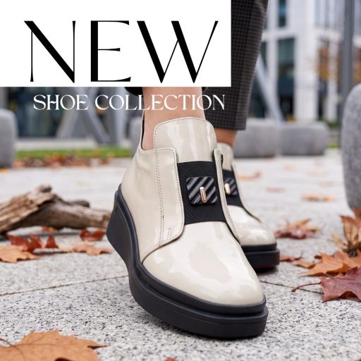 TUTTO BENE SCARPE  emelt talpú magasfényű beige bokacsizma 