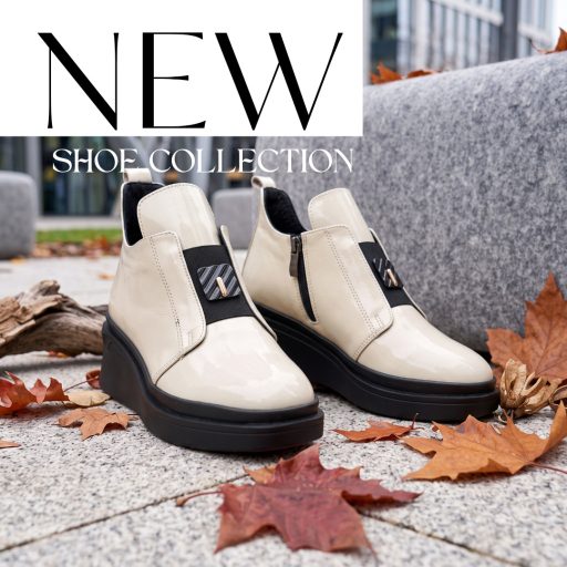 TUTTO BENE SCARPE  emelt talpú magasfényű beige bokacsizma 