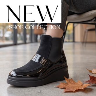   TUTTO BENE SCARPE  emelt talpú magasfényű betétes velúrbőr fekete bokacsizma 