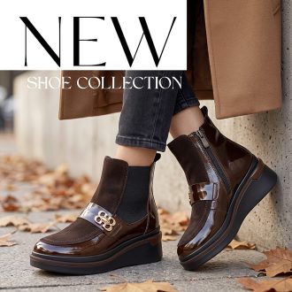   TUTTO BENE SCARPE  emelt talpú magasfényű betétes velúrbőr mocca bokacsizma 