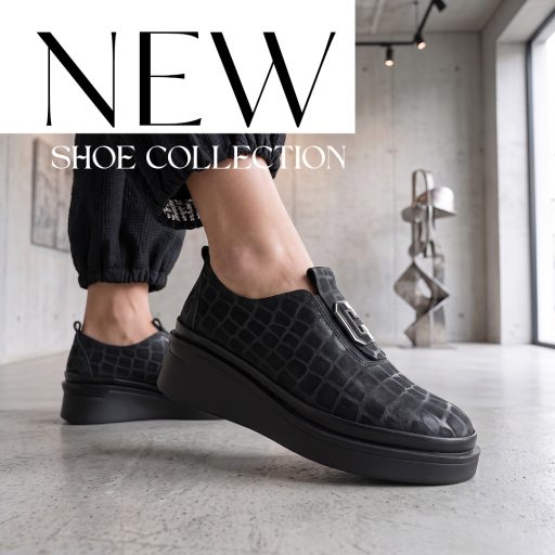 TUTTO BENE SCARPE emelt platform talpas fekete slip-on 