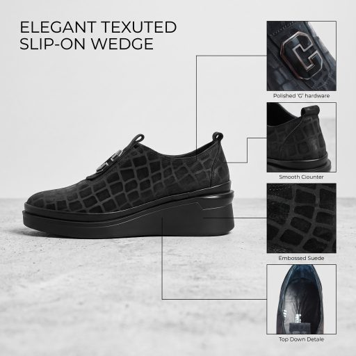 TUTTO BENE SCARPE emelt platform talpas fekete slip-on 