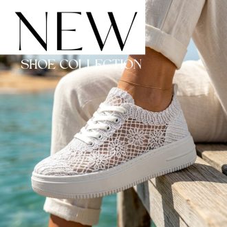 Bos vastag platform talpas horgolt fehér sneaker 