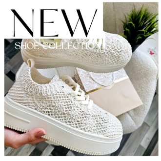 SMILE platform talpas bézs horgolt sneaker 