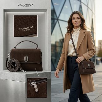   SILVIAROSA kézi,- váll,- és oldaltáska kisméretű csini coffeebarna