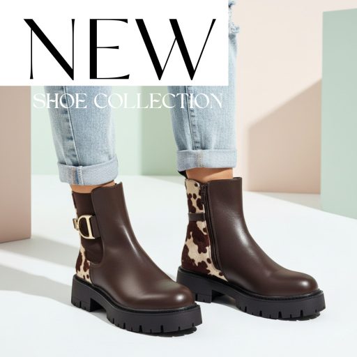 Bos vastag talpú boci mintás barna bokacsizma 