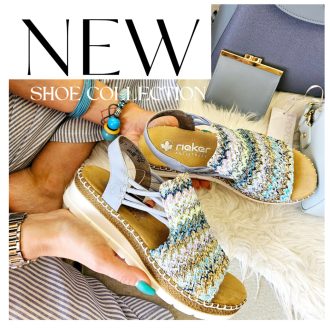   RIEKER emelt talpú fonott pántos kényelmi multicolor szandál 