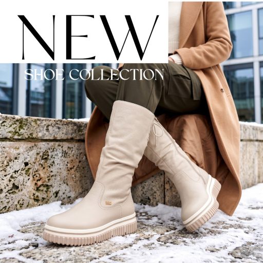 RIEKER TEX vastag platform talpas meleg béléses beige hosszú szárú csizma 