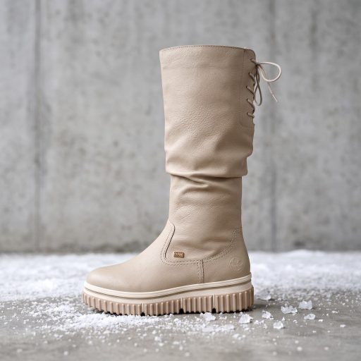 RIEKER TEX vastag platform talpas meleg béléses beige hosszú szárú csizma 