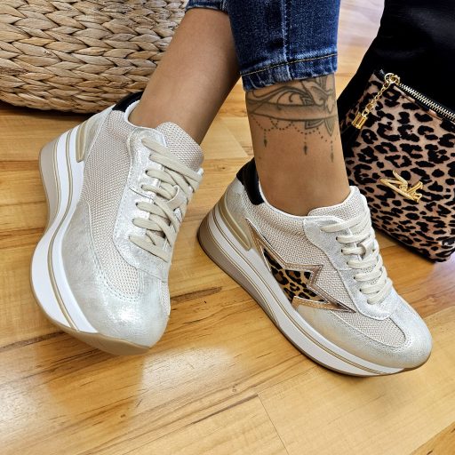 YOL platform talpas leopárd betétes trendi arany sneaker 