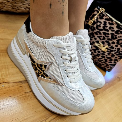 YOL platform talpas leopárd betétes trendi arany sneaker 
