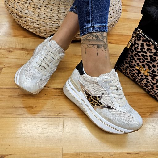 YOL platform talpas leopárd betétes trendi arany sneaker 