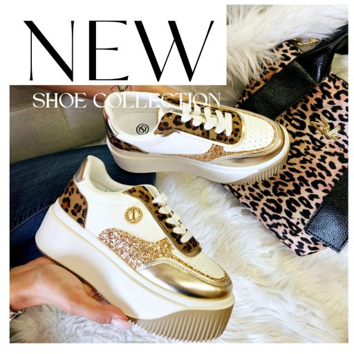 SMILE platform talpas trendi fehér-leopard sneaker 