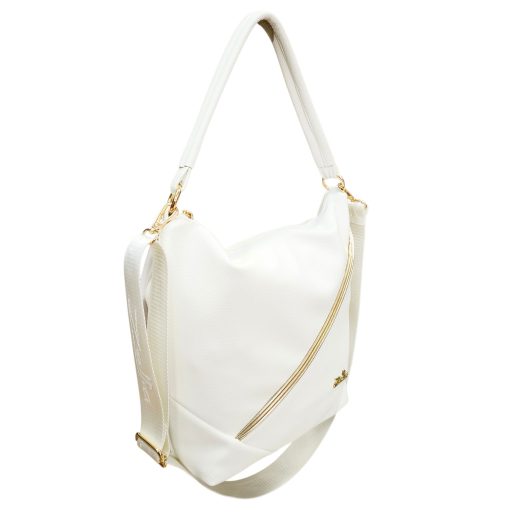 Zellia váll,- és oldaltáska arany csíkos fehér 