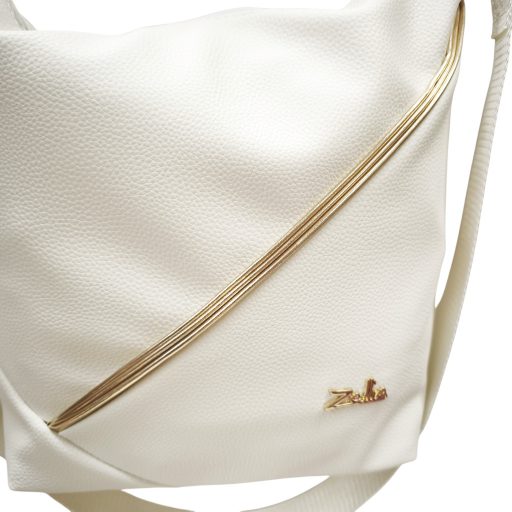 Zellia váll,- és oldaltáska arany csíkos fehér 