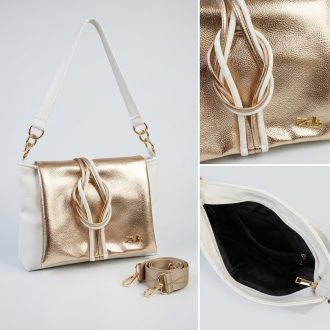 Zellia váll,- és oldaltáska extra fehér-arany 