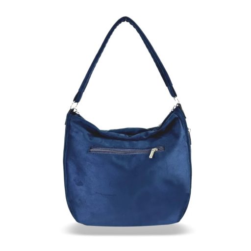 Zellia váll,- és oldaltáska láncos elejű sötétkék velúr 