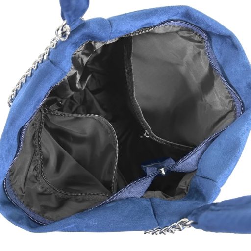 Zellia váll,- és oldaltáska láncos elejű sötétkék velúr 