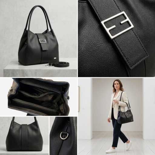 Zellia váll,- és oldaltáska elegáns fekete 