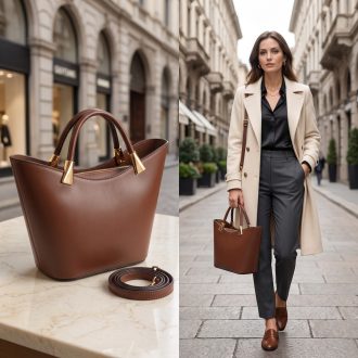   Kézi,- váll,- és oldaltáska különleges fazonú elegáns brown 