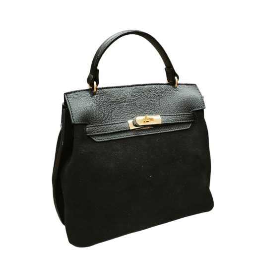 Kézi,- váll,- és oldaltáska bőr elegáns fekete 