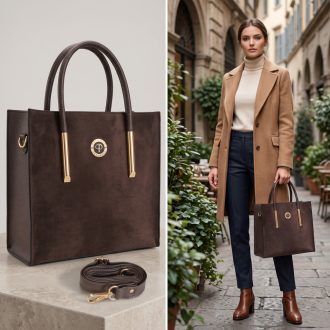 PRESTIGE kézi,- váll,- és oldaltáska mocca 