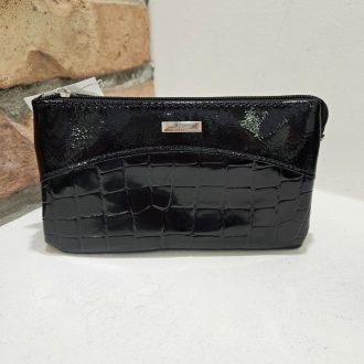 TERAZO pénztárca croco betétes elegáns lakk fekete 